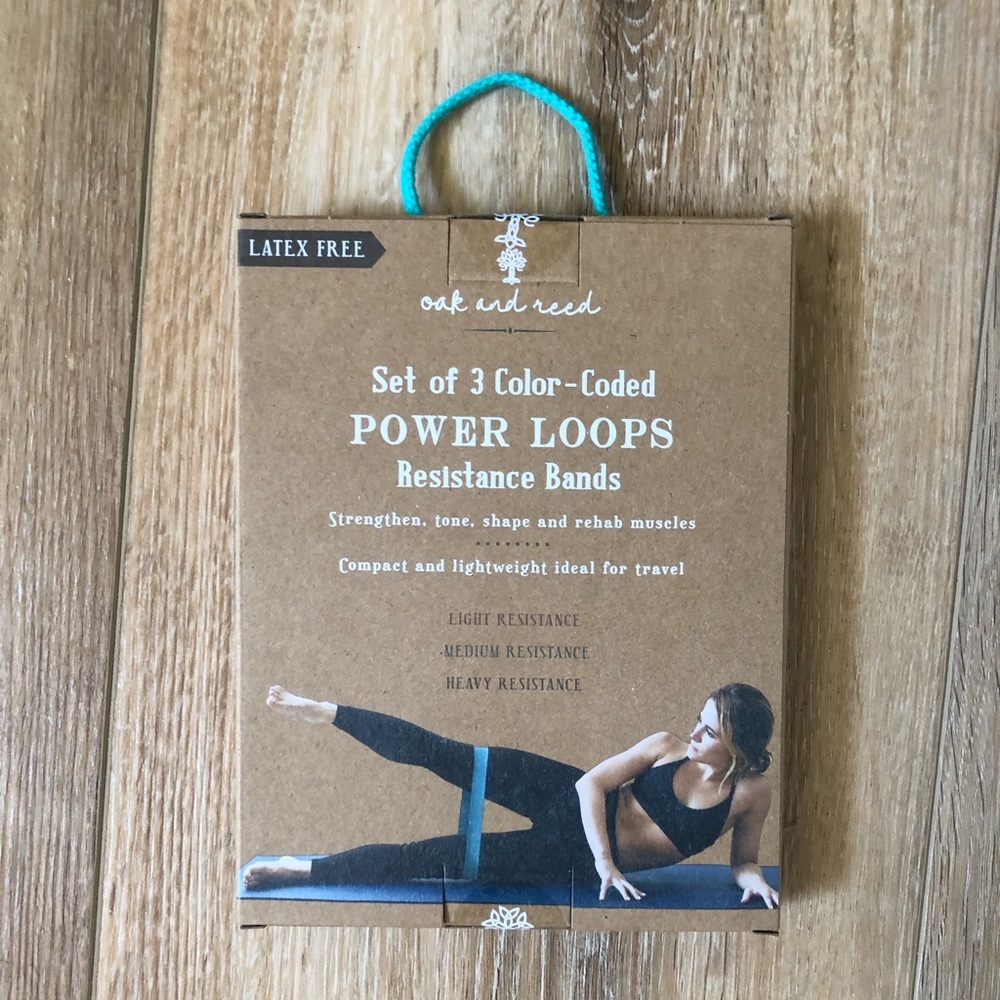 Oak And Reed Set Of 3 Color-Coded Power Loops Resistance Bands New In Box - Picture 3 of 3